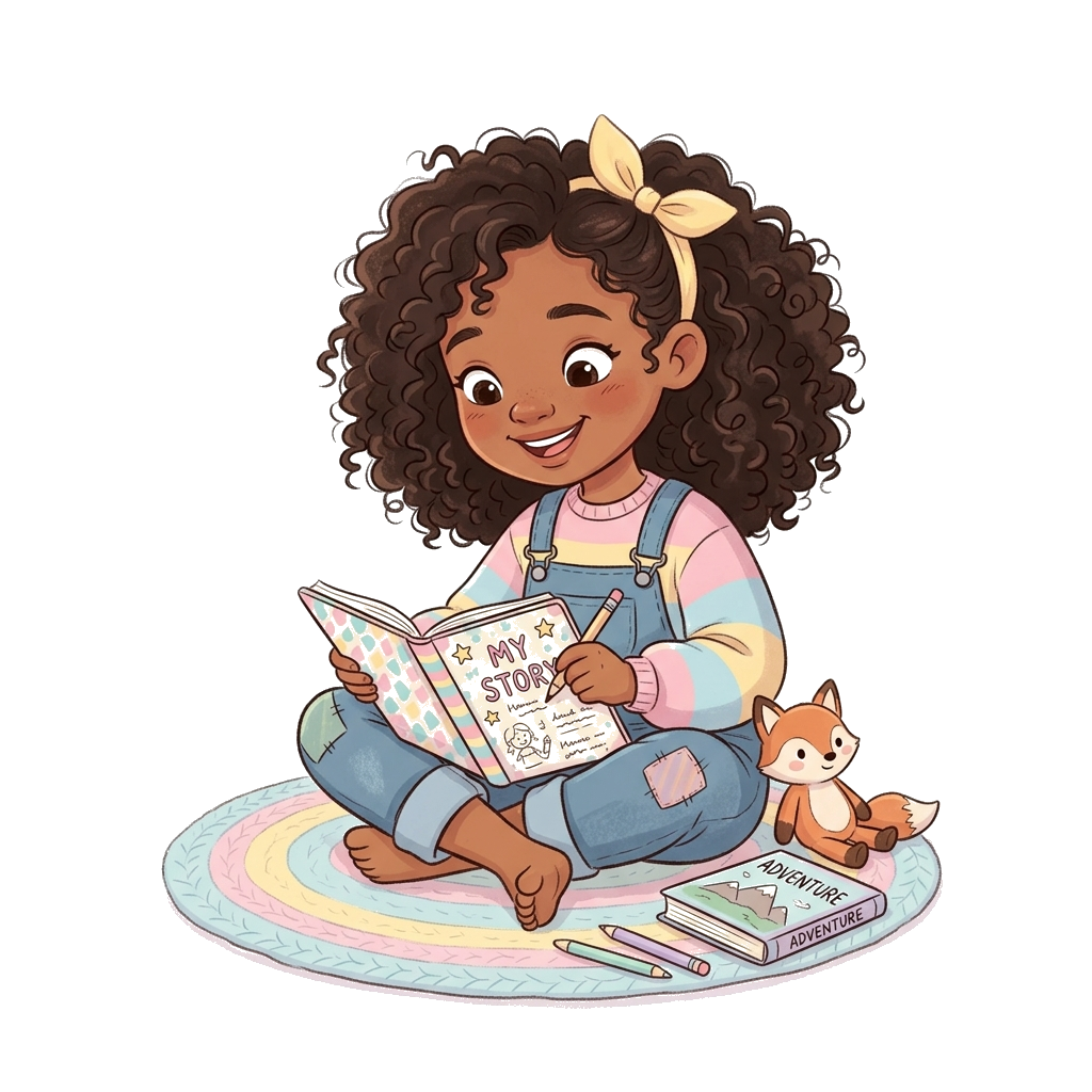 Happy girl writing